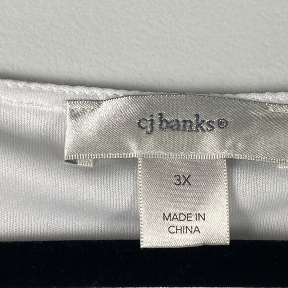 CJ Banks Tunic Shirt Size 3X White Short Sleeve Asymmetric Hem - Picture 4 of 10
